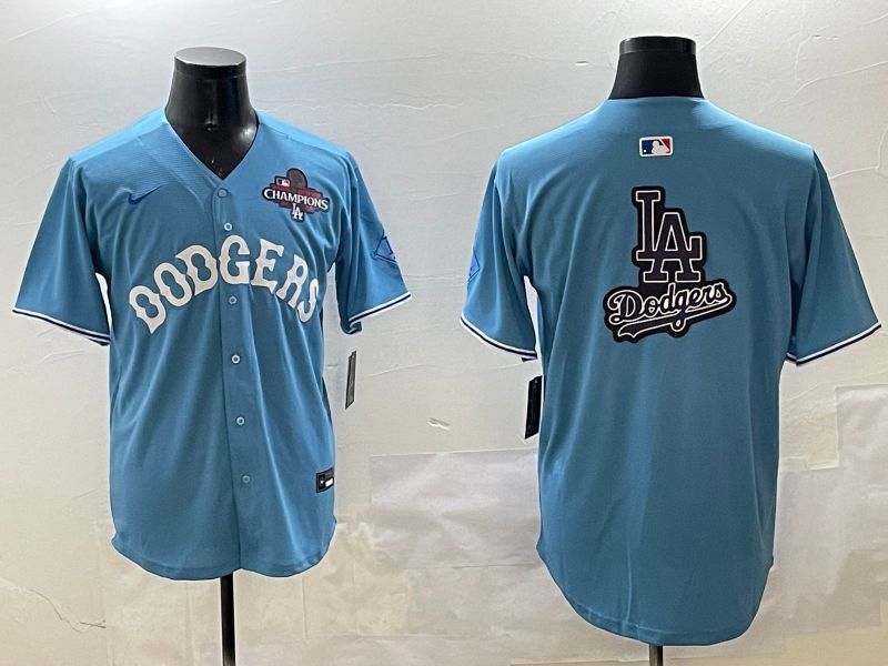 Men Los Angeles Dodgers Blank Light Blue Throwback Game 2025 Nike MLB Jersey style 28